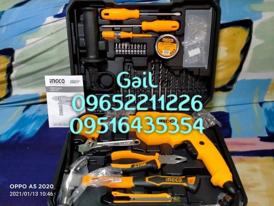 INGCO Impact Drill with Tool Set - 115 Pcs Tools Set (Category: Construction Tools & Equipment) located in Caloocan City. Submitted by abieghail (Listing ID 1174538446, Image 2). Description: INGCO Impact Drill with Tool Set - 115 Pcs Tools Set Model : HKTHP11151 Package Inclusion : 1 Pc. 680W Impact Drill（ID6808） 220-240V~50/60Hz,13mm key chuck 1 Pc. 8Oz Claw Hammer 1 Pc. 7” Combination Pliers 1 Pc. 6" Adjustable Wrench 1 Pc. SL5.5x100 Screwdriv