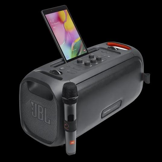 JBL PARTY BOX ON THE GO (Category: Soundbars, Speakers & Amplifiers) located in Manila. Submitted by chuck_claros (Listing ID 1174572778, Image 1). Description: JBL Partybox on the Go SRP 20999 Price 18490 Quick Specs Transducer 5.25 in (133mm) woofers + 2x 1.75 in (44 mm) tweeters Output power 100W RMS Frequency response 50 Hz - 20 KHz (-6 dB) Signal-to-noise ratio ＞80dBA Audio Specifications wireless microphone spec Yes Frequency response: 65Hz