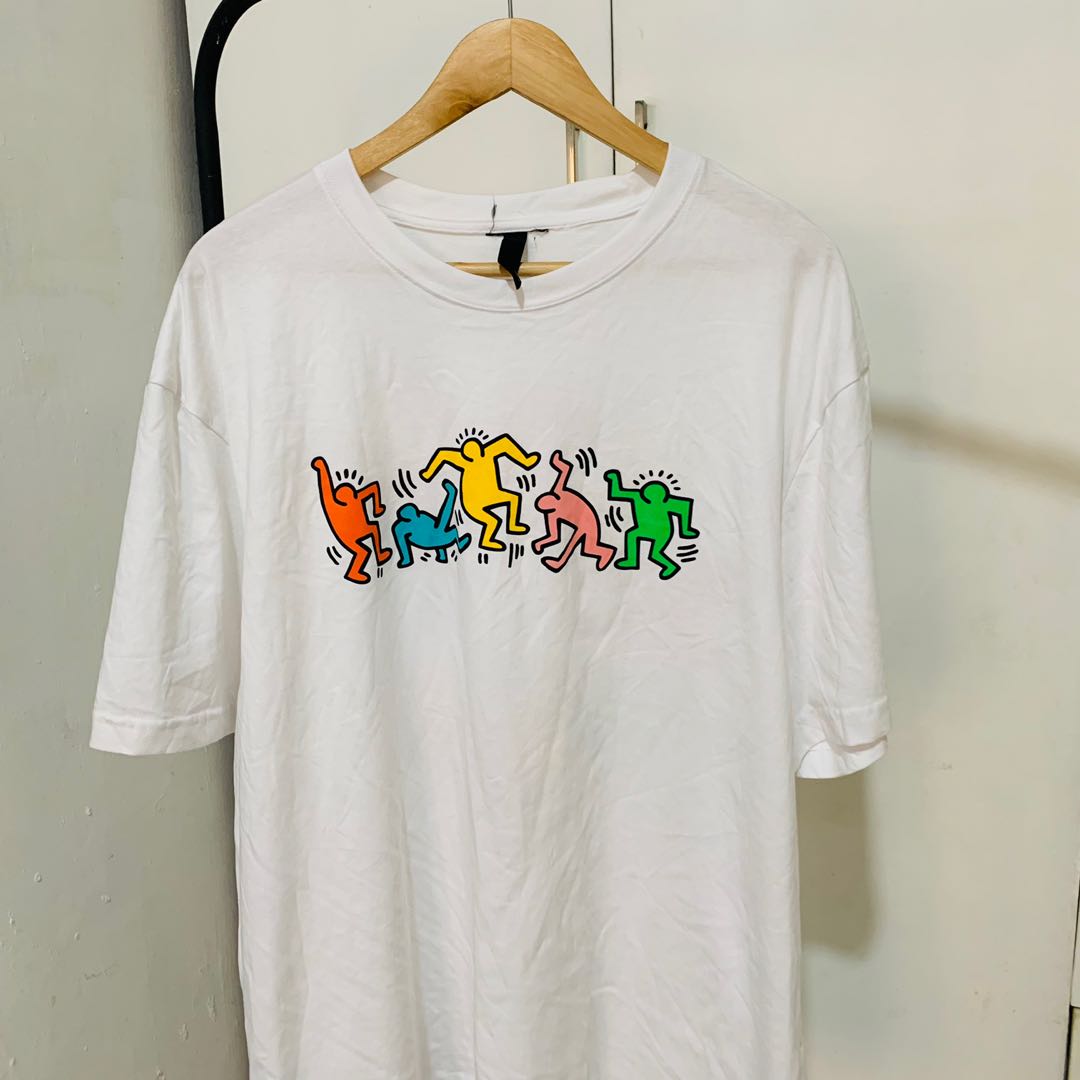Keith Haring Oversized H&M Shirt, Men's Fashion, Tops & Sets, Tshirts
