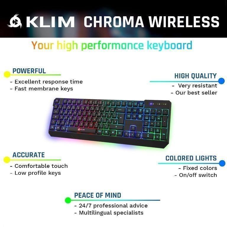 KLIM Chroma Wireless Membrane Keyboard  Silent & Illuminated – KLIM  Technologies