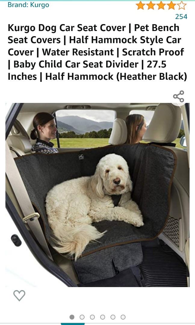 Kurgo Heather Half Dog Hammock Half Car Seat Cover for Pets, Pet