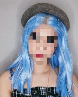 Light blue laced front wig