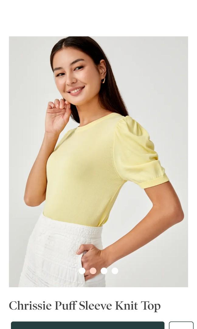 Love Bonito Chrissie puff sleeve knit top, Women's Fashion, Tops, Blouses  on Carousell