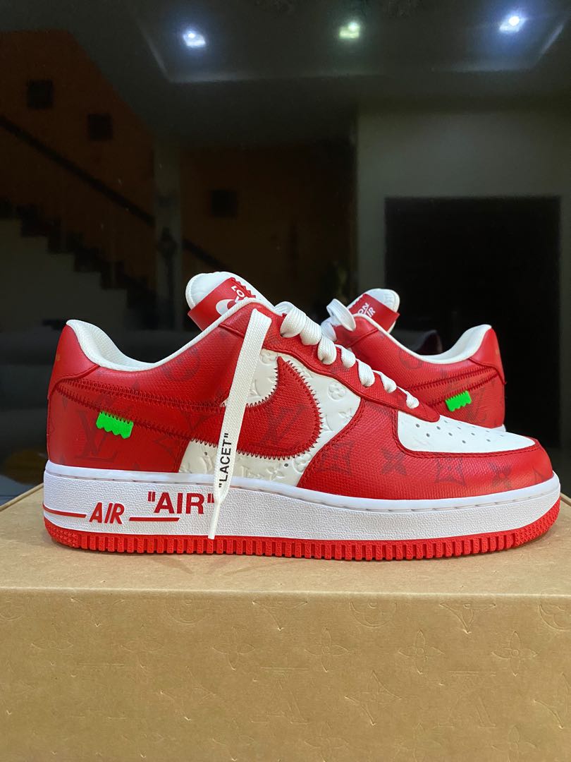 LV x Air Force 1 Red, Men's Fashion, Footwear, Sneakers on Carousell