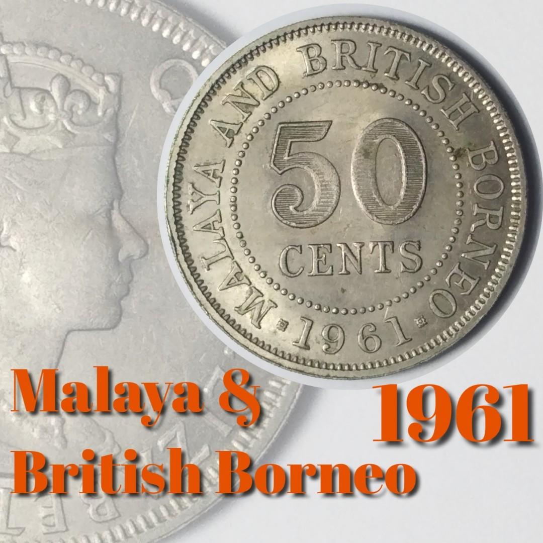 Malaya And British Borneo 50 Cents Coin 1961 with security edge