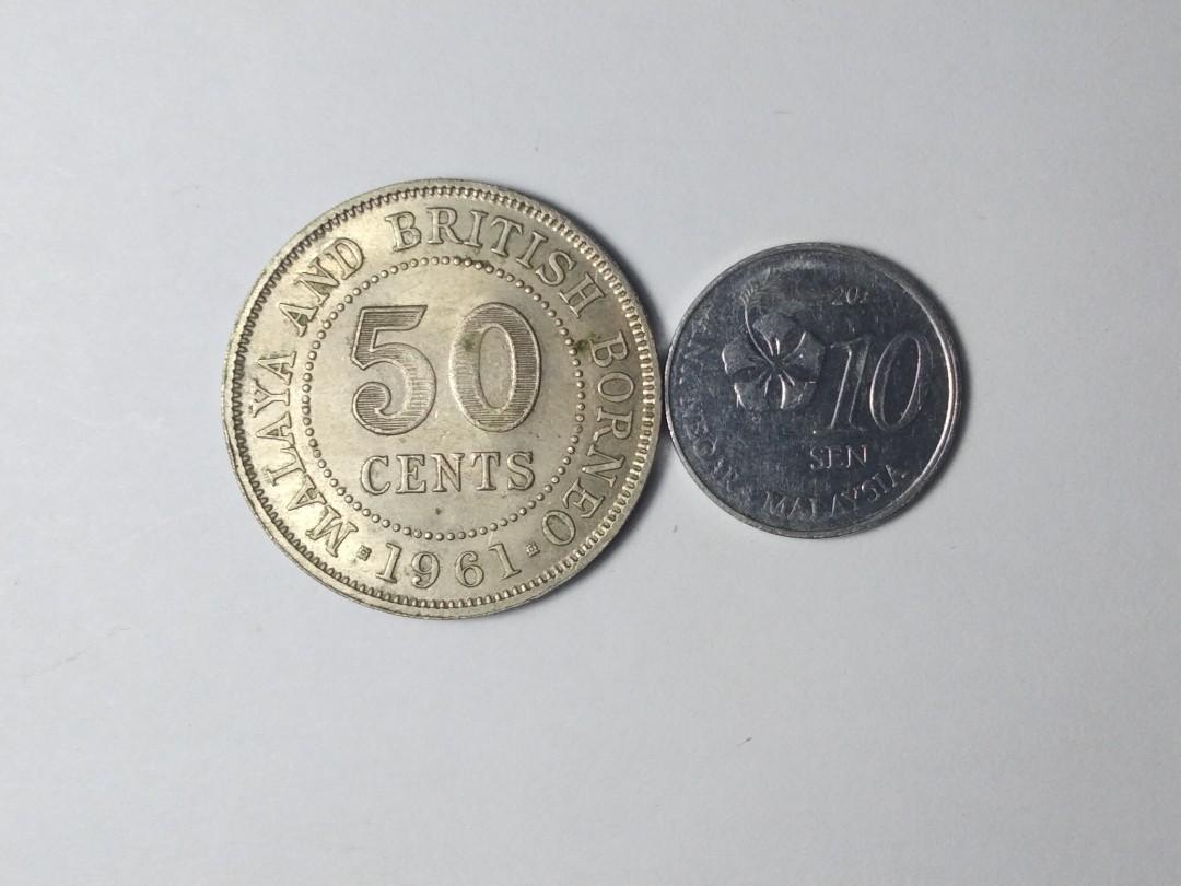 Malaya And British Borneo 50 Cents Coin 1961 with security edge