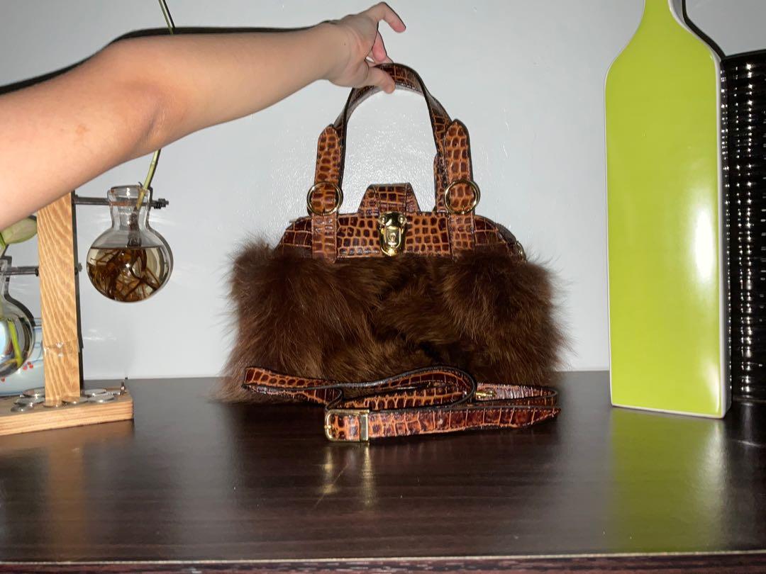 SALE! Mario Valentino fur bag, Women's Fashion, Bags & Cross-body Bags on