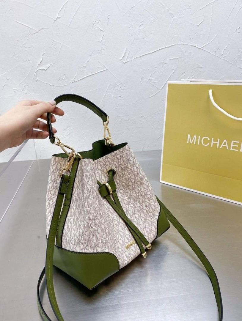 Michael Kors Mercer Gallery Small Logo Crossbody Bag White Green