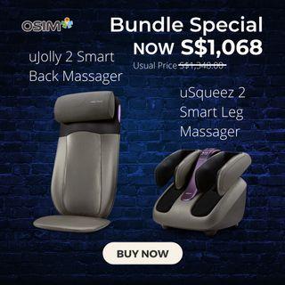 OSIM uJolly 2 Smart Back Massager + uSqueez 2 Smart Leg Massager(Bundle DIY Special)