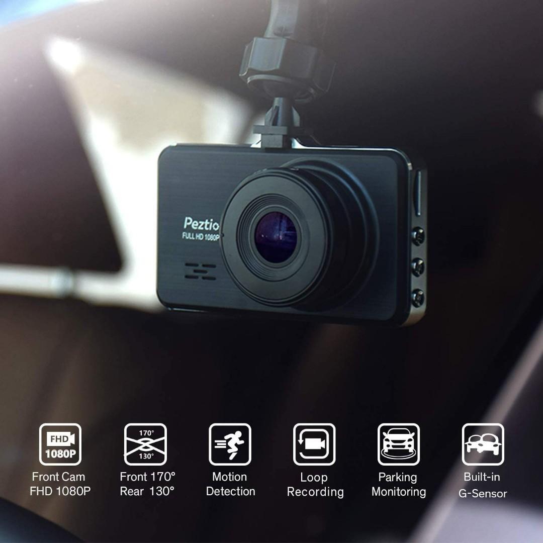 PEZTIO Dash Cam Front and Rear, Full HD 1080P Dash Camera for Cars, Car