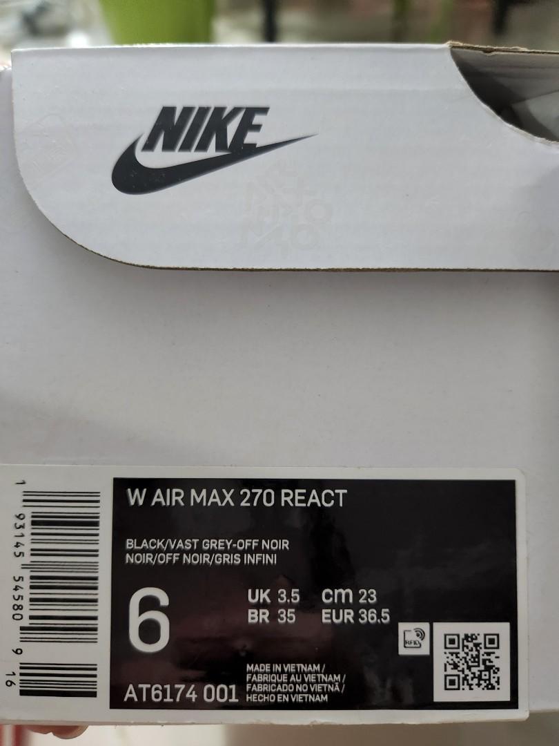 Air max 270 react trainers sale black vast grey off noir