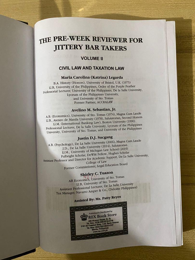 Preweek Reviewer for Jittery Bar Takers, Hobbies & Toys, Books