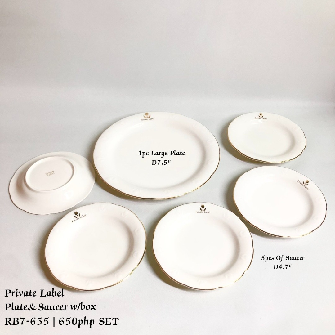 Private Label Plate and Saucer with Box, Furniture & Home Living