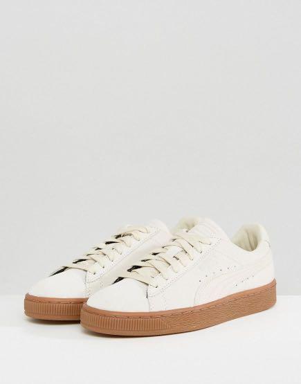 Puma suede white gum sole hotsell