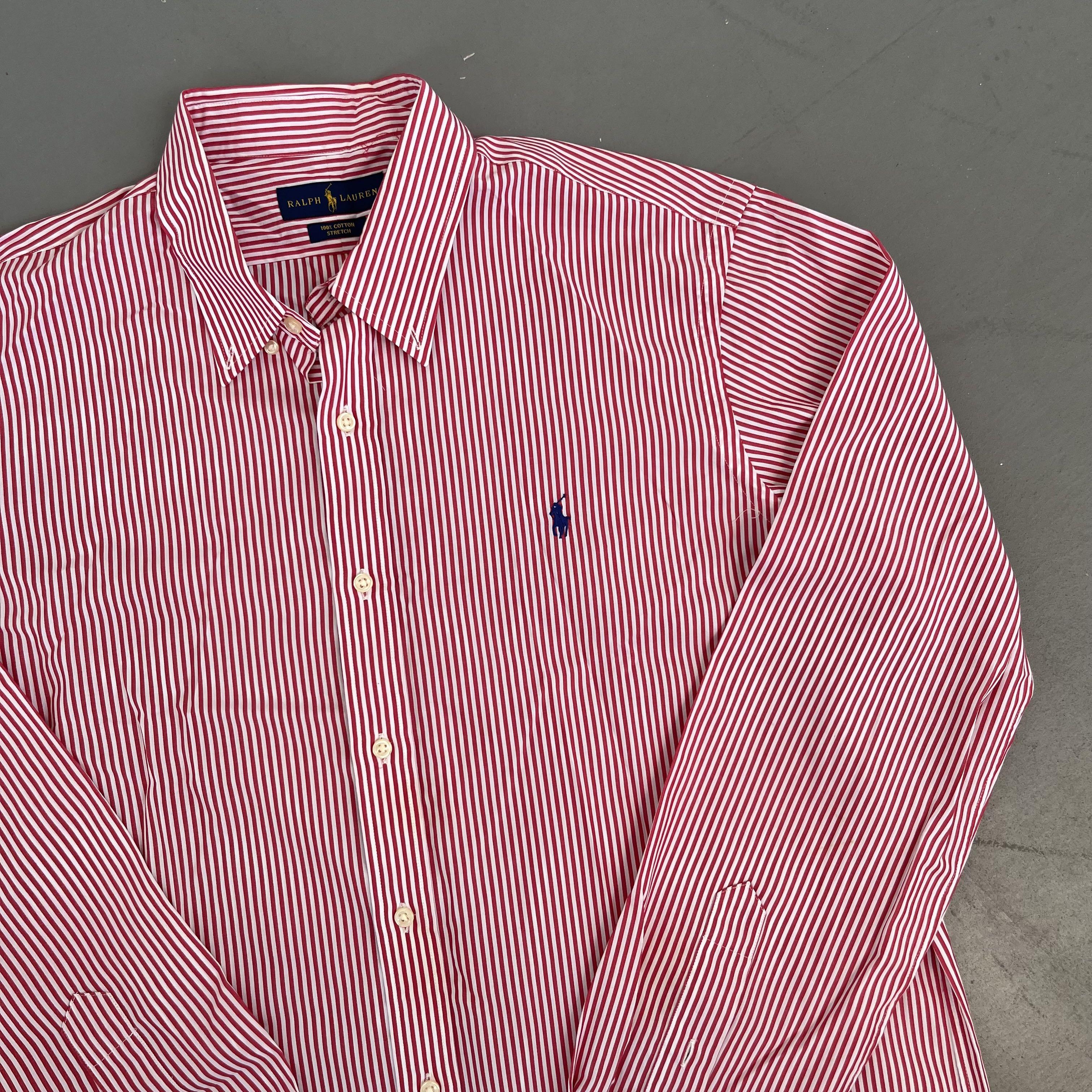 Ralph Lauren Stripe Red Button Shirt Men s Fashion Tops Sets