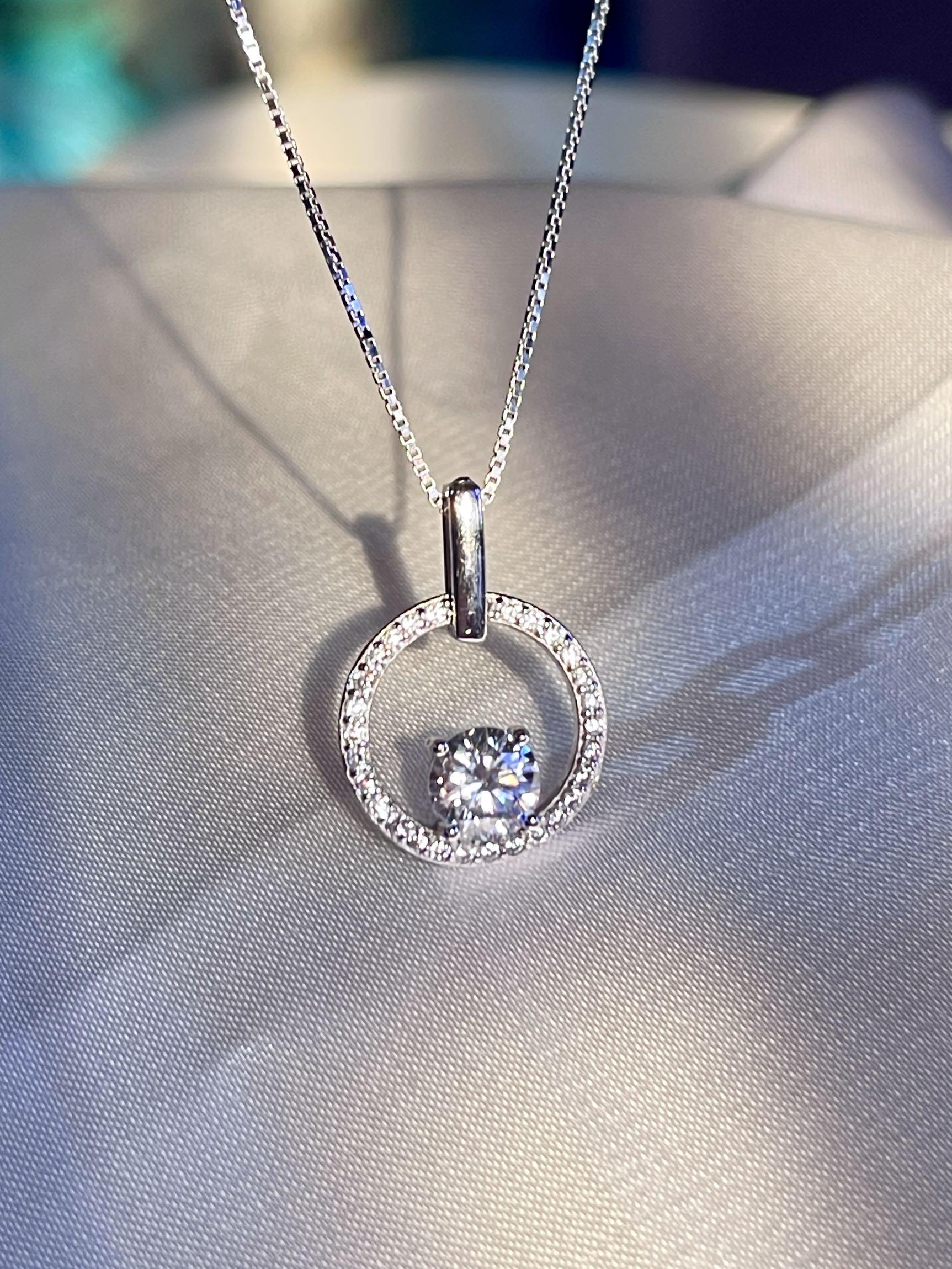 Xmas gift idea Round Brilliant CZ Diamond Rotation Halo 925 Silver