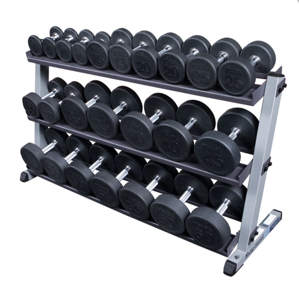 Round Dumbbells Set (5lbs100lbs pair) with Commercial Dumbbell Rack