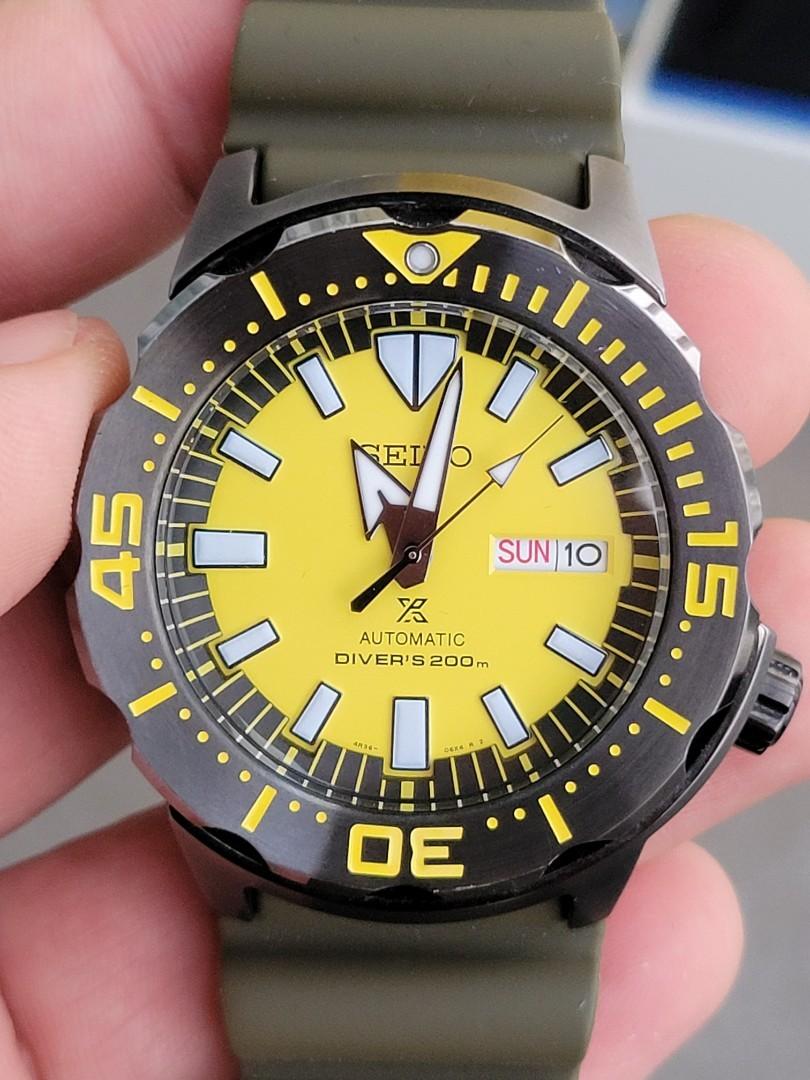 Seiko Yellow Banana Monster Diver Watch SRPF35K1, Men's Fashion, Watches &  Accessories, Watches on Carousell
