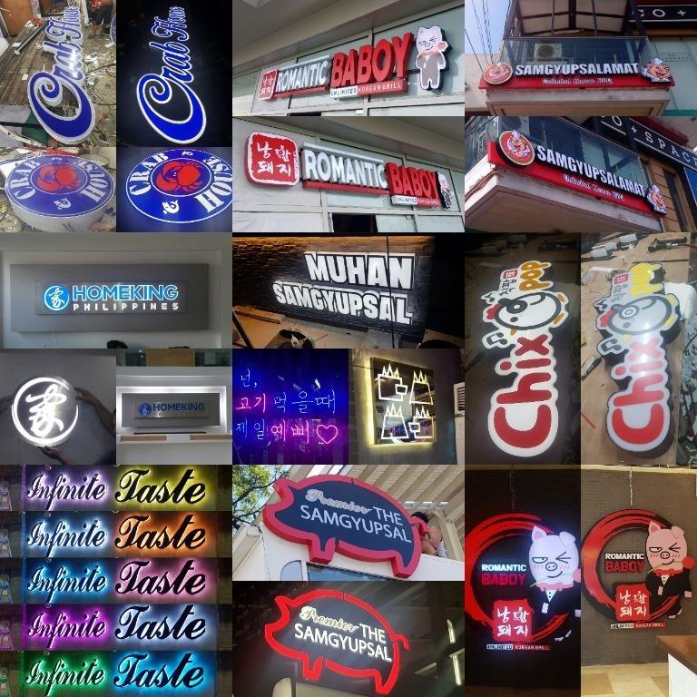 signage maker sign board panaflex acrylic stainless neon build up