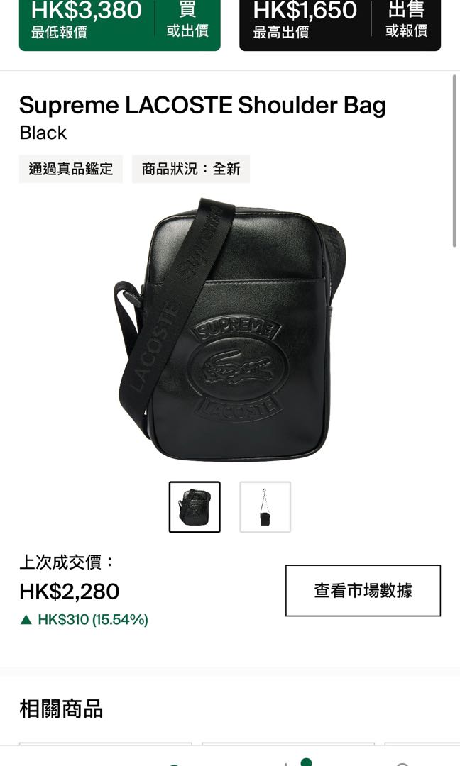 Supreme lacoste discount bag black
