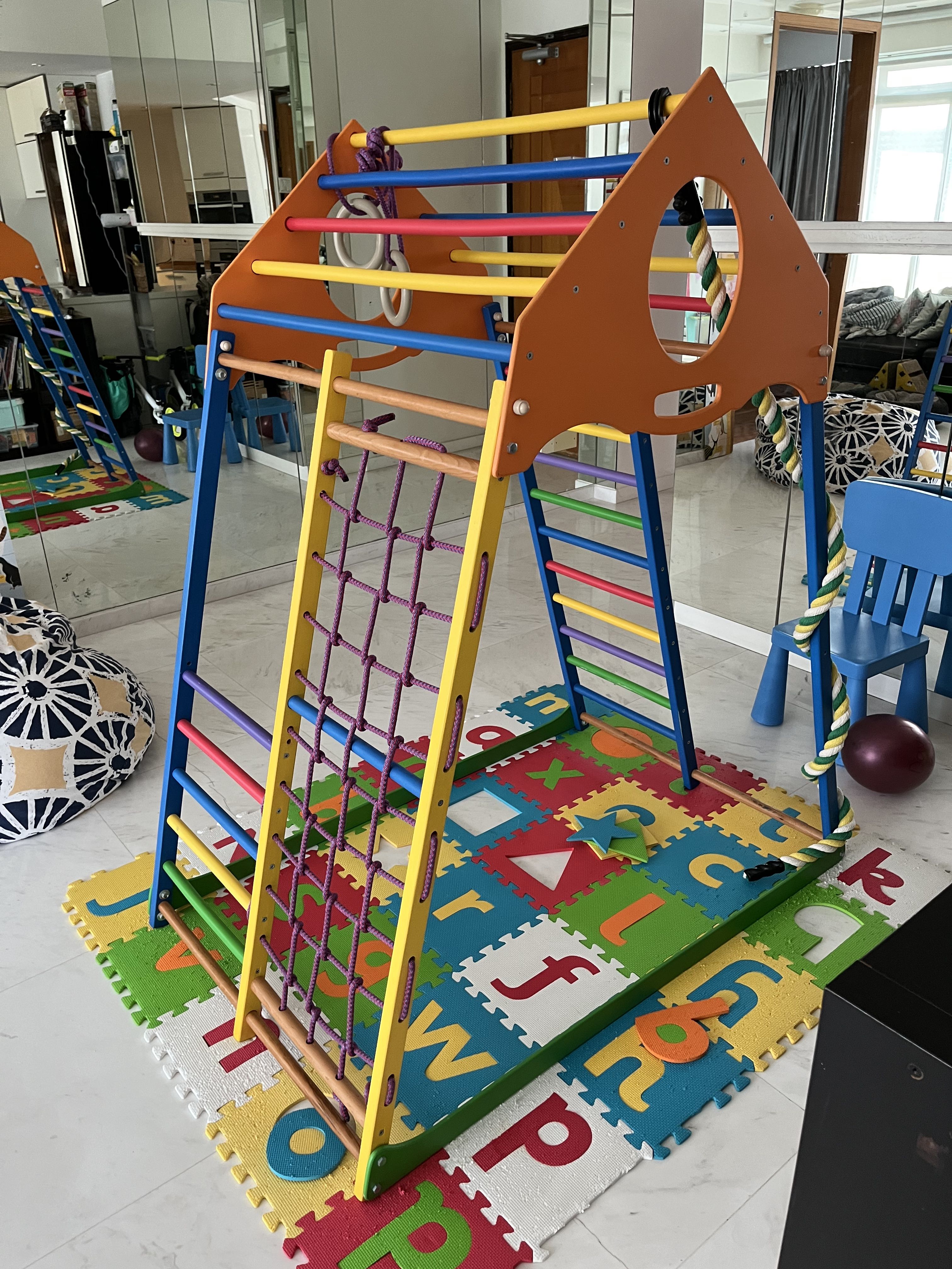 Toddler gym slide indoor play. Childrens development, Furniture & Home