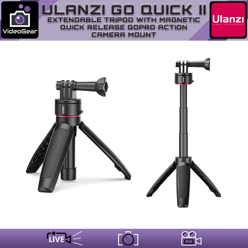 Ulanzi Go Quick II — (Extendable Tripod with Magnetic Quick Release GoPro  Action Camera Mount), Photography, Photography Accessories, Tripods &  Monopods on Carousell