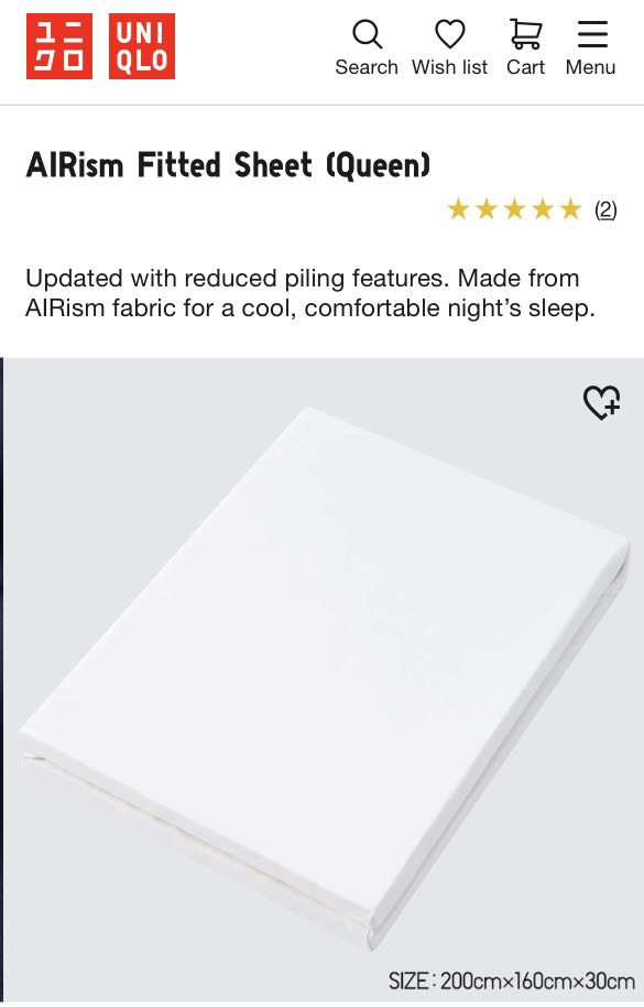 Uniqlo Airism Bedsheet (Queen), Furniture & Home Living, Bedding