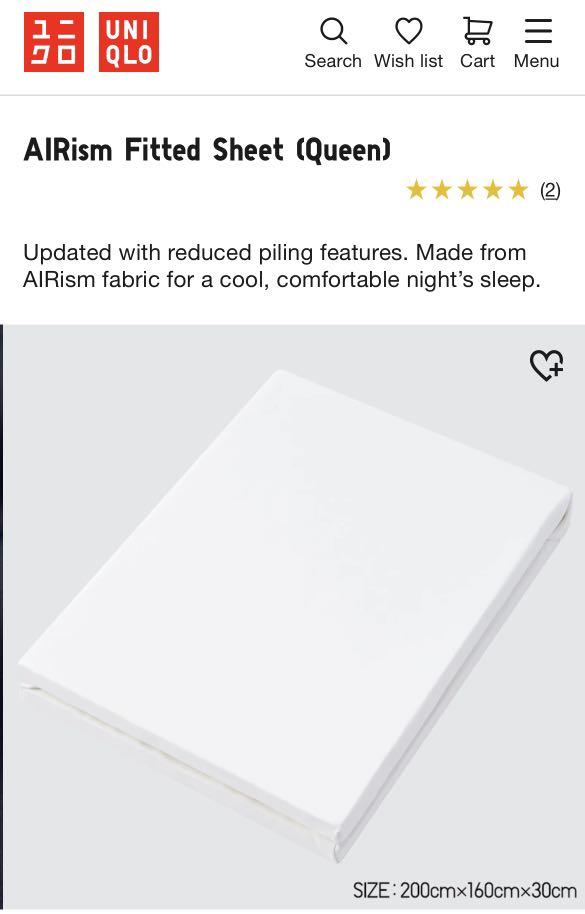 Uniqlo Airism Bedsheet (Queen), Furniture & Home Living, Bedding