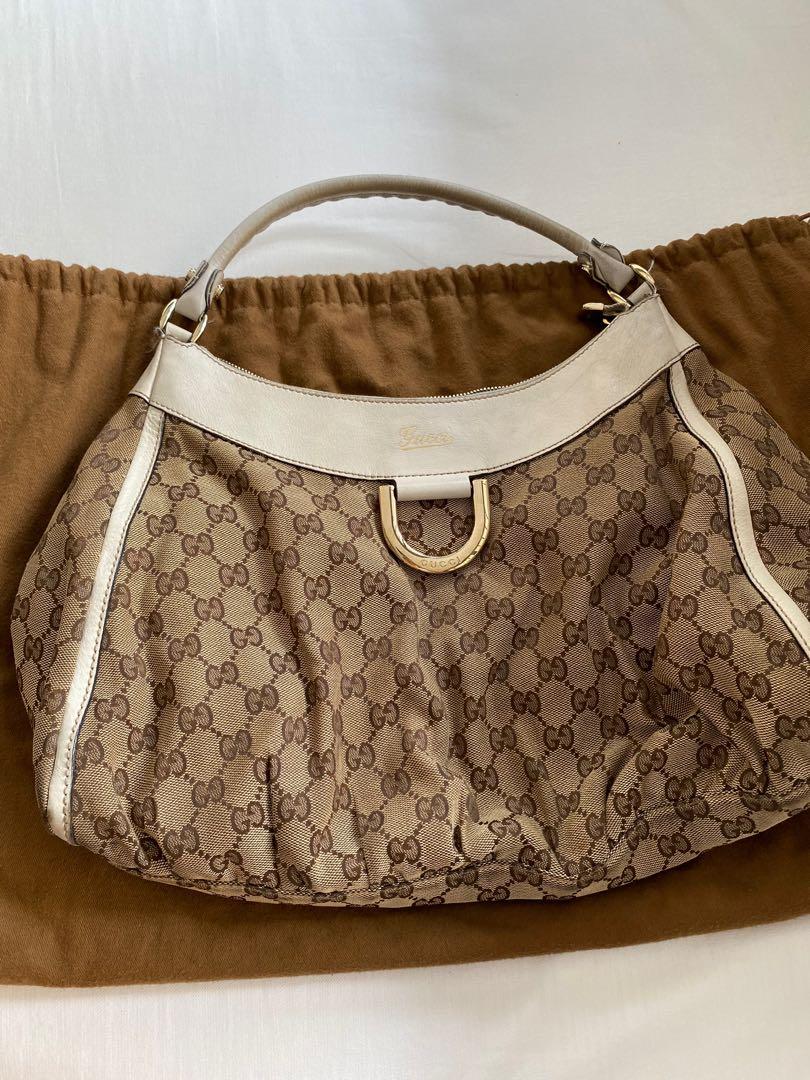 Used Gucci D Ring shoulder bag white beige