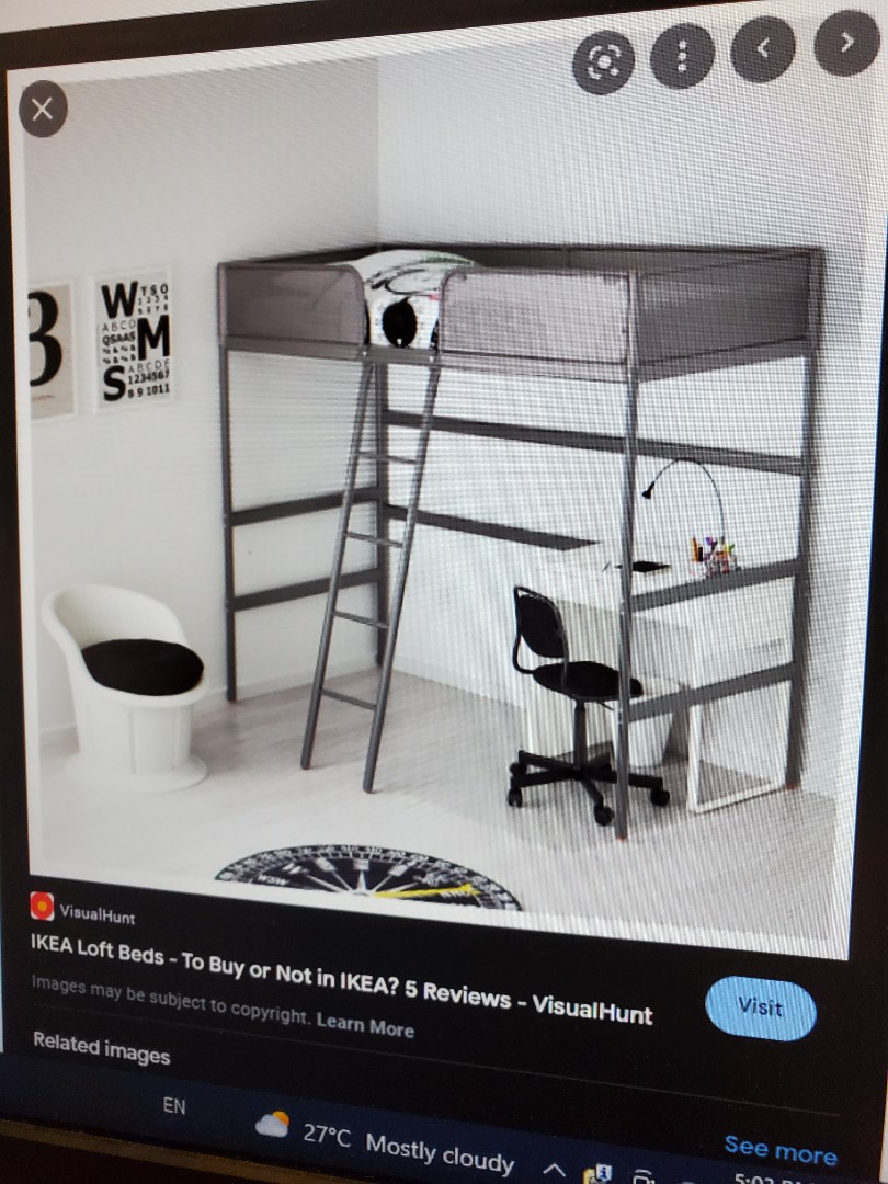 Used Ikea Loft Bed + Mattress, Furniture & Home Living, Furniture, Bed