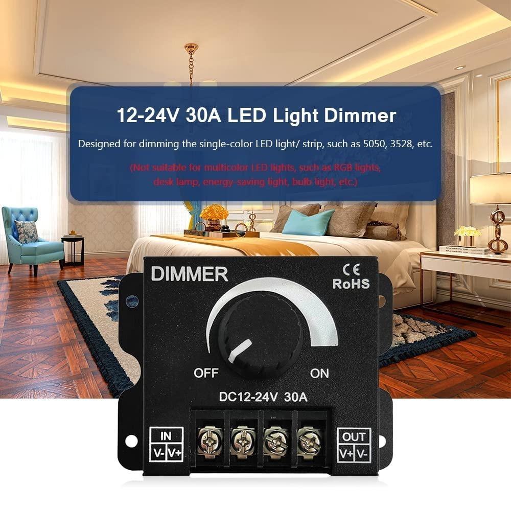 VOUVOU 1224V 30A LED Light Dimmer Stepless Dimming PWM Dimmer Switch
