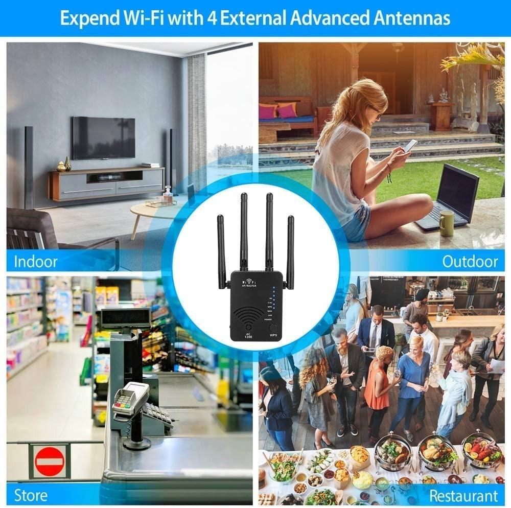 X25 1200Mbps WiFi Extender with 4 Advanced External Antennas, Home ...