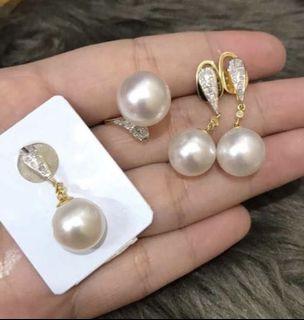 14K South Sea Pearls with Diamond Set