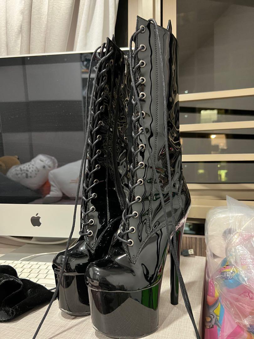 black patent boots size 7