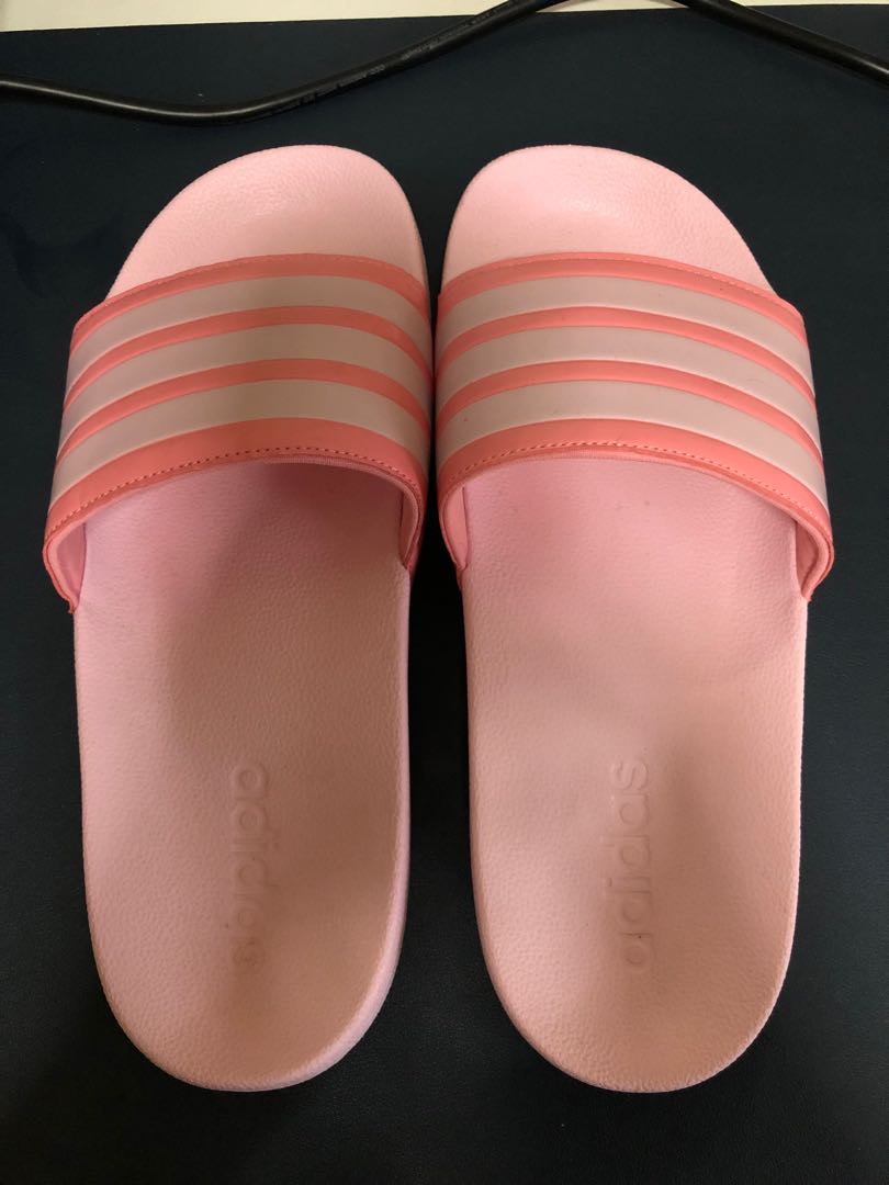 Adidas Pink Adilette Cloudfoam Slides Slippers Women s Fashion