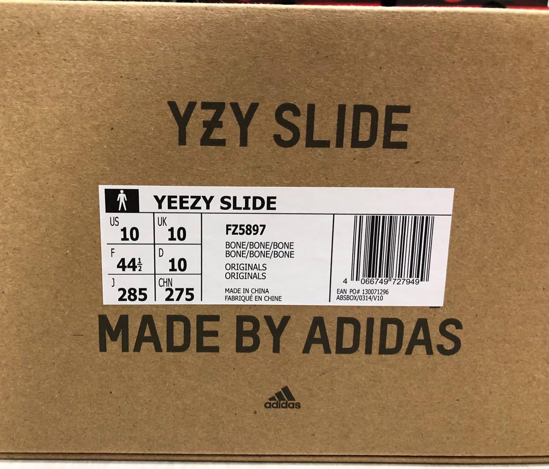 Adidas Yeezy slide bone骨白uk10-27.5cm, 他的時尚, 鞋, 運動鞋在旋轉拍賣
