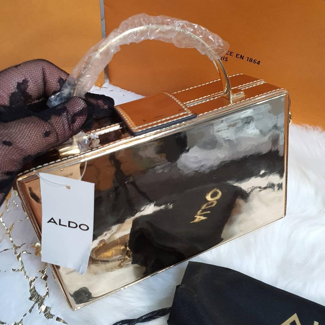 Aldo gold online clutch bag
