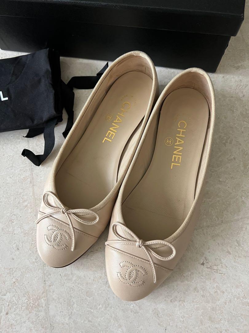 Authentic Chanel Ballerina Flats (Beige)