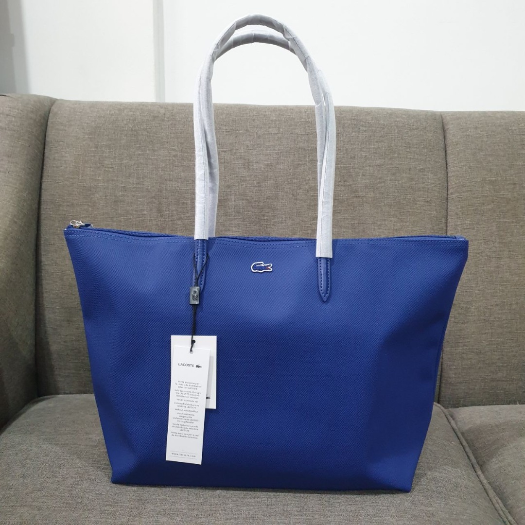 AUTHENTIC LACOSTE LARGE ZIP TOTE BAG IN BLUE