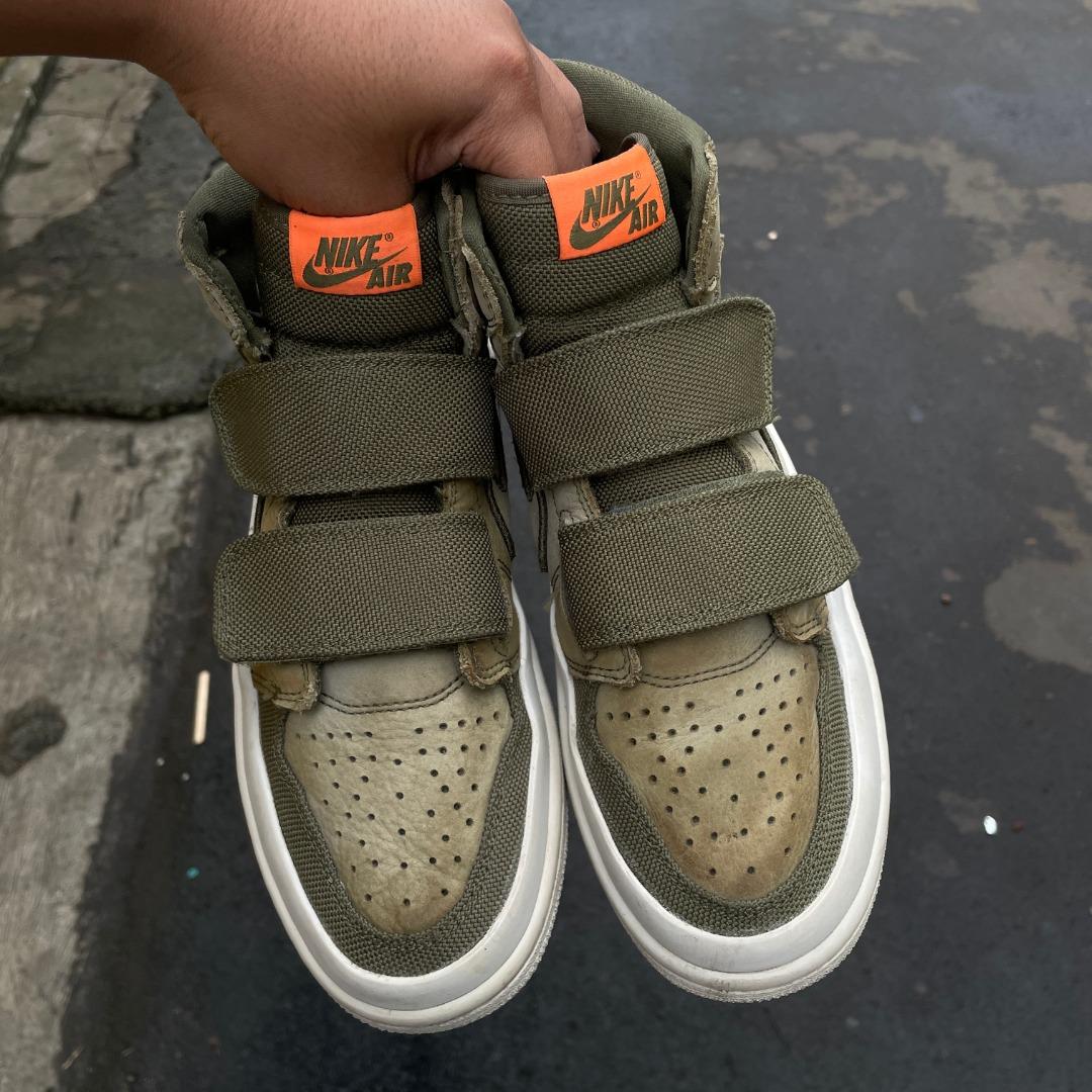 AUTHENTIC SIZE 40.5 NIKE Jordan 1 Retro AJ1 High Double Strap Olive Canvas AQ7924 305