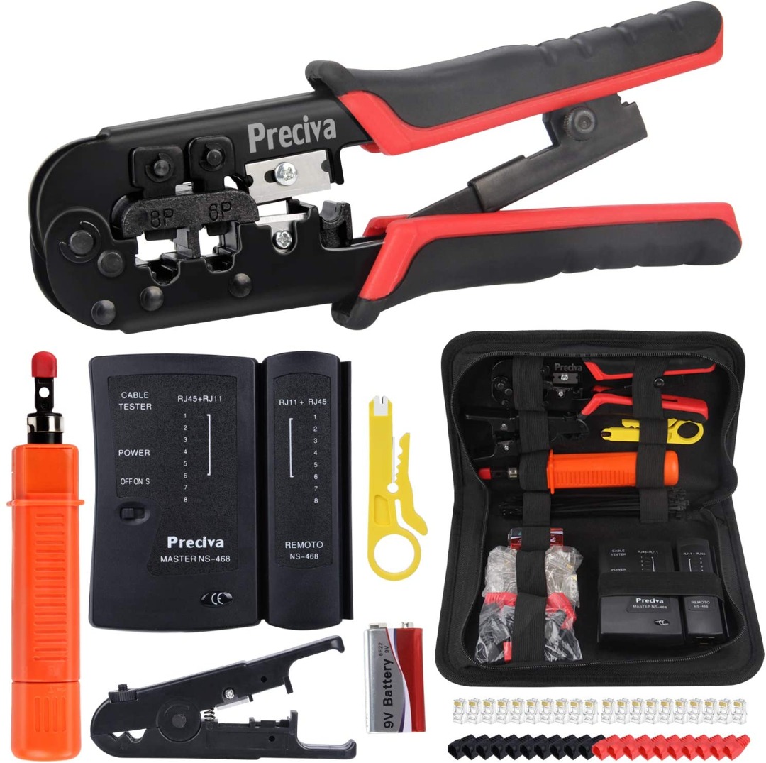 [B663] RJ45 Crimper Tool Kit, Preciva Cat5 Cat5e Crimping Tool