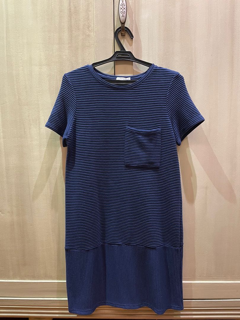Bershka Navy Blue Shirt Dress in M, Women's Fashion, Dresses & Sets ...