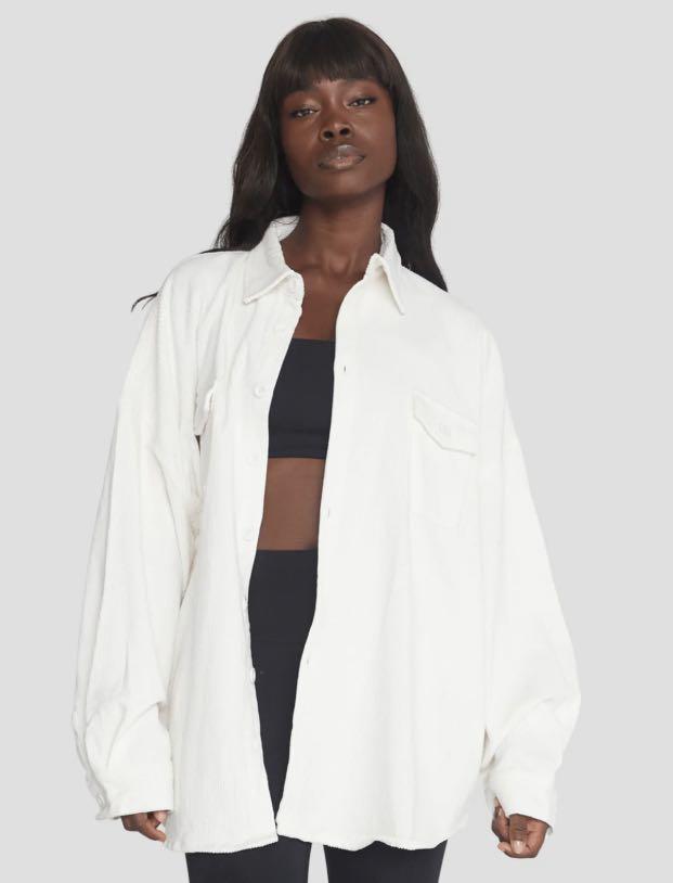 Crop Shop Boutique Oversized Corduroy Jacket White