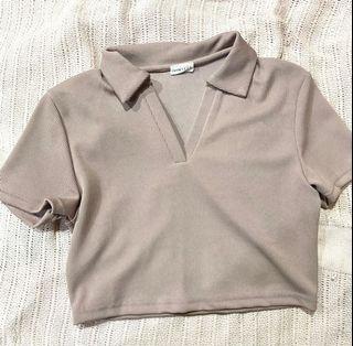Brown polo shirt crop aesthetic vintage y2k pinterest