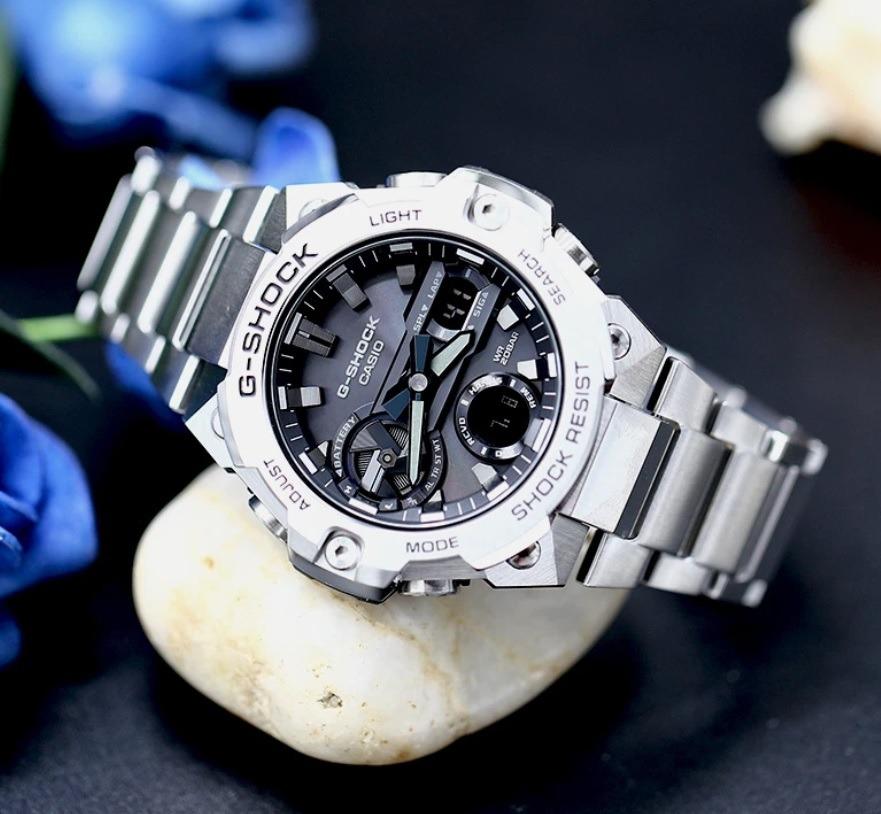Casio G Shock GST B400D 1A G STEEL Ultra Thin Encased In Carbon Fiber Bluetooth Smartphone Link Tough Solar Men s Sport Watch GST B400D