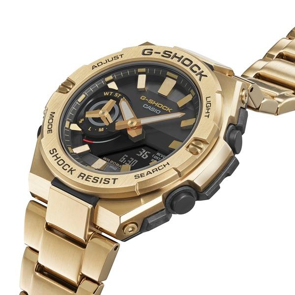 Casio G Shock GST B500GD 9A G Steel Gold Stainless Steel Bracelet Black Analog Tough Solar Bluetooth Link Men s Sport Watch GST B500GD