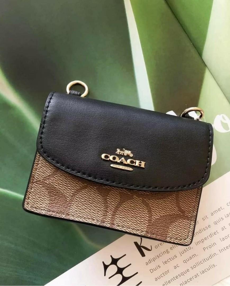 Coach Flap Card Case On Lanyard In Colorblock Signature Canvas, Women's