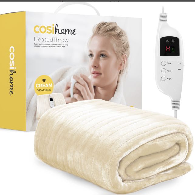 Cosi home, Fleece Electric Heated Throw - Cream, Furniture u0026 Home Living,  Bedding u0026 Towels on Carousell
