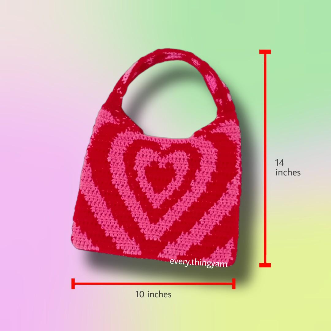 crochet Powerpuff Heart Shoulder Bag easy pattern  Crochet bag pattern free,  Crochet shoulder bags, Crochet handbags patterns