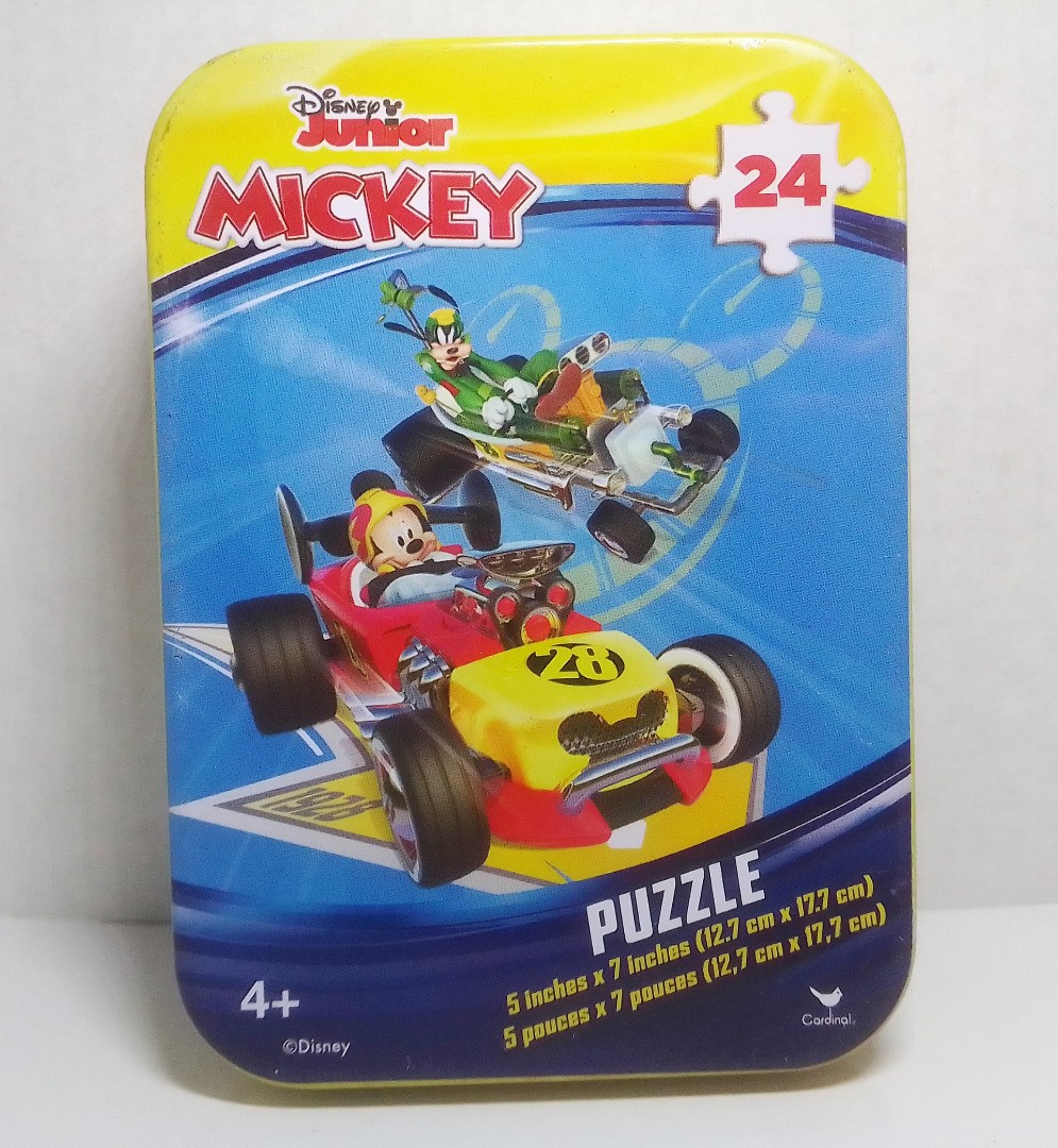 Disney Junior Mickey and the Roadster racers COMPLETE puzzle w/ tin can ...